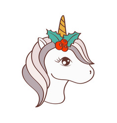 Unicorn Christmas Head Clipart In Cute Cartoon