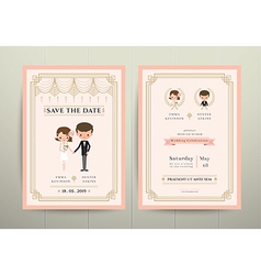 Art Deco Cartoon Couple Wedding Invitation Card