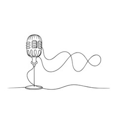 Podcast Microphone One Line Continuous Drawing