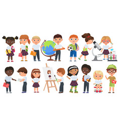 Cartoon Cute Kids Set School Boys And Girls