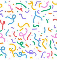 Fun Colorful Line Doodle Seamless Pattern