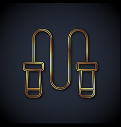 Gold Line Jump Rope Icon Isolated On Black