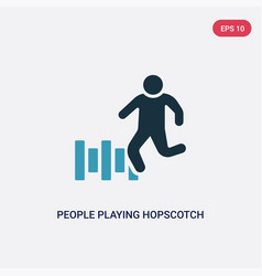 Two Color People Playing Hopscotch Icon From