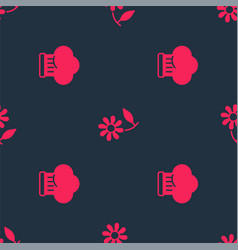 Set Chef Hat And Flower On Seamless Pattern