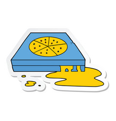 Sticker Of A Cartoon Greasy Pizza