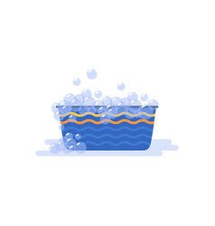 Blue Cute Basin With Soap Foam And Water