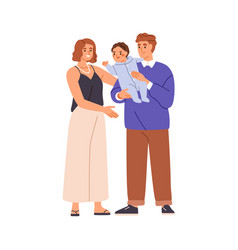 Mom Dad And Baby Happy Parents Holding Infant