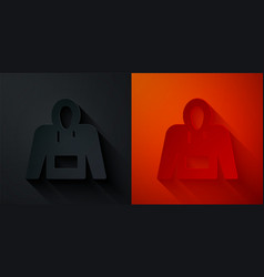 Paper Cut Hoodie Icon Isolated On Black And Red