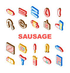 Sausage Meat Pork Icons Set