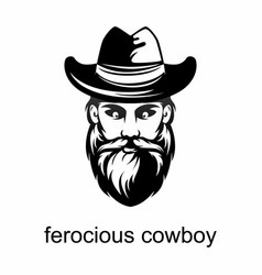 Ferocious Cowboy Face With Hat Mustache And Beard