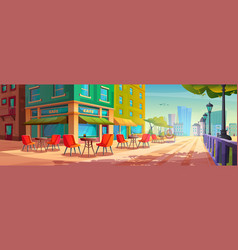 Outdoor City Street Summer Cafe Exterior Cartoon