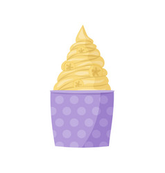 Banana Ice Cream In Purple Cup Sweet Food Flat