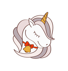 Cute Christmas Unicorn Face Clipart Isolated