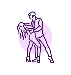 Couple Dancing Bachata Color Line Icon Pictogram