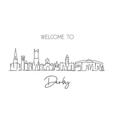 Single One Line Drawing Derby City Skyline United