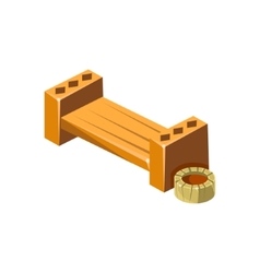 Wooden Bench With Empty Flower Bed Isometric