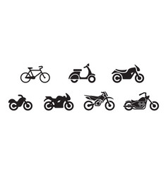 Simple Bicycle Scooter Motorbike Silhouette Set