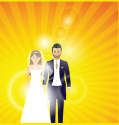 Wedding Couple On A Colour Background