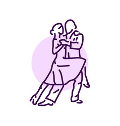 Couple Dancing Tango Color Line Icon Pictogram