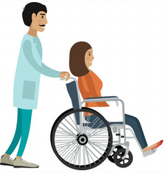 Doctor Pushing Patient In Wheelchair Icon