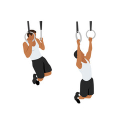 Man Doing Gymnastic Ring Pull Ups Exercise