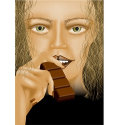 Model Eating Chocolate