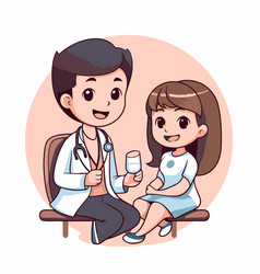 Doctor And Patient In Cartoon Style On White