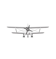 Front View Of White Airplane Biplane With Piston