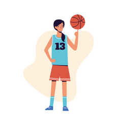 Woman Plays Basketball Flat Design Concept