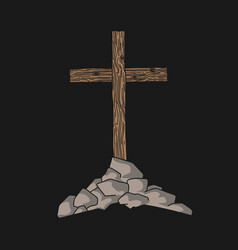 Wooden Cross On A Hill