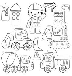 Coloring Book Or Page Of Construction Elements