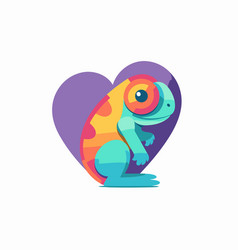 Cute Chameleon In The Form Of A Heart