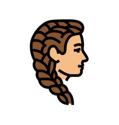 French Braid Hairstyle Female Color Icon