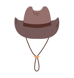 Isolated Brown Male Cowboy Hat With Wide Ribbon