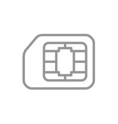 Sim Card Line Icon Emv Chip Mobile Slot Symbol