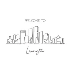 Single One Line Drawing Lexington City Skyline