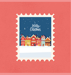 Christmas Houses Postal Stamp