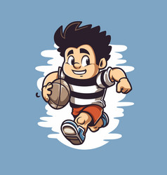 Cute Boy Playing Basketball Cartoon Character