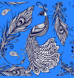 Peacock Bird Feathers Seamless Background Pattern