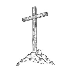 Wooden Cross On A Hill