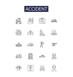 Accident Line Icons And Signs Crash Smash