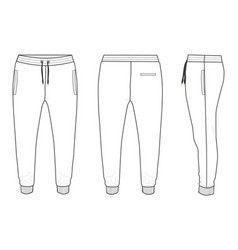 Fleece Fabric Jogger Sweatpants Flat Sketch