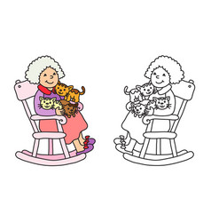 Grandma And Cats Coloring Book