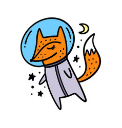 Hand Drawn Cute Funny Nursery Astronaut Fox