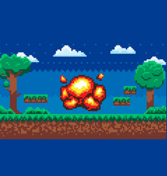 Pixel Game Scene With Danger Explosive Substance