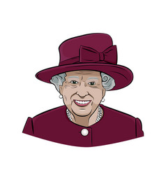 Queen Elizabeth Face Portrait With Maroon Suit