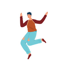 Young Adult Male Jumping Joyfully In Casual