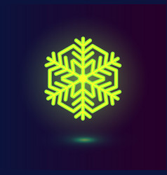 Neon Green Snowflake Winter Icons On Dark