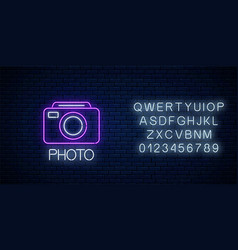 Neon Sign Photo Camera Symbol With Text