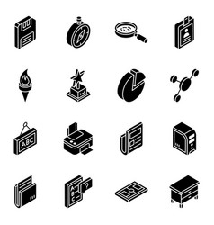 School Electronics Glyph Isometric Icons